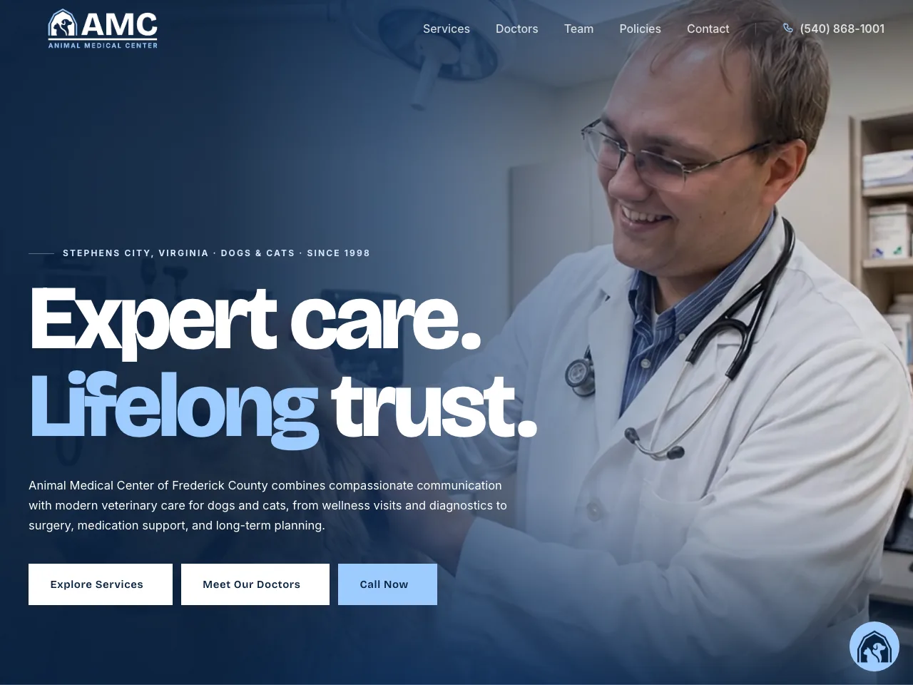 Animal Medical Center of Franklin County website by Umbra Visuals
