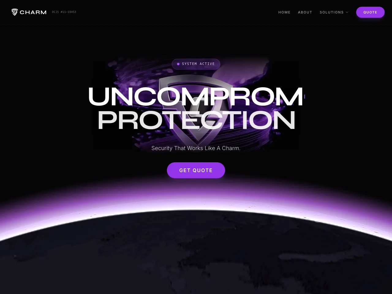 Charm Security Services website built by Umbra Visuals